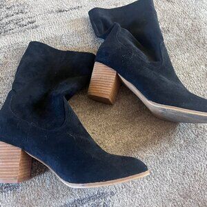 Wicked Slouch Black Suede Womens Boots sz 10 with Heels